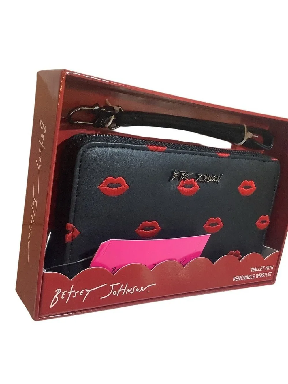 Betsey Johnson Lips Zip Around Wristlet Wallet New
